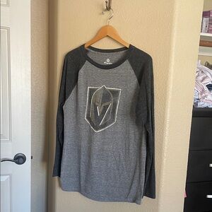Vegas Golden Knights Women’s Fanatics Dark and Light Gray Long Sleeve Raglan Tee